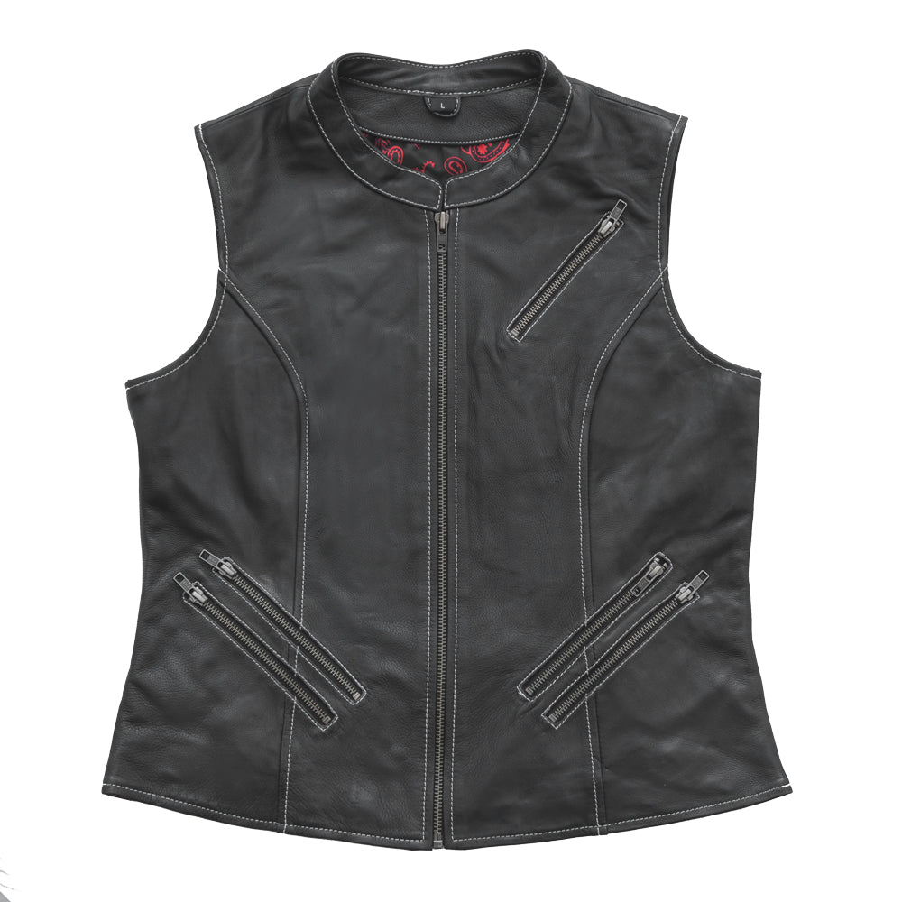 Quinn Women's Club Style Leather Vest - (Limited Edition) - Lux Ryder