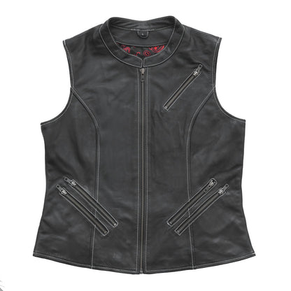 Quinn Women's Club Style Leather Vest - (Limited Edition) - Lux Ryder