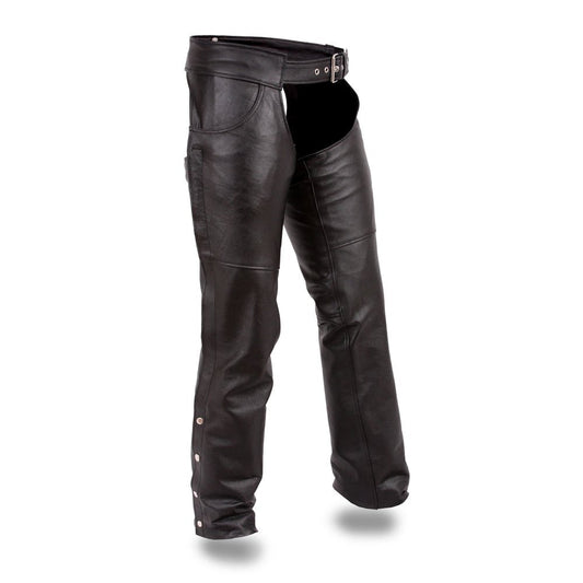 Tall Men’s Leather Chaps for Motorcycle Riding – 34" Inseam Unisex Fit - Lux Ryder