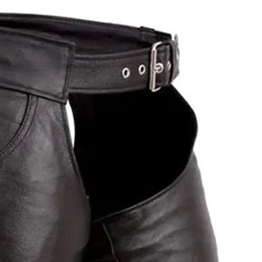 Men’s Leather Chaps for Motorcycle Riding – Classic Fit, Fully Lined Unisex Design - Lux Ryder