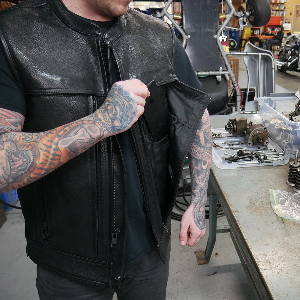 Rampage - Men's Motorcycle Leather Vest - Lux Ryder