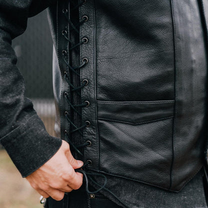 Rancher - Men's Motorcycle Western Style Leather Vest - Lux Ryder