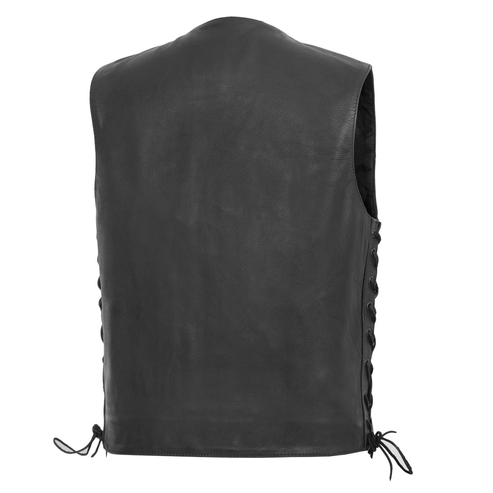 Rancher - Men's Motorcycle Western Style Leather Vest - Lux Ryder