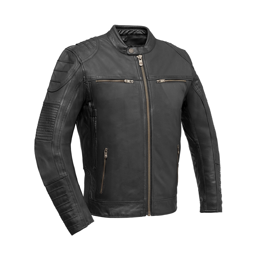 Men’s Leather Motorcycle Jacket with Vents and Thermal Liner - Lux Ryder