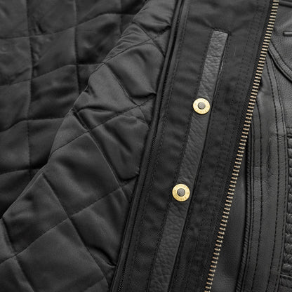Men’s Leather Motorcycle Jacket with Vents and Thermal Liner - Lux Ryder