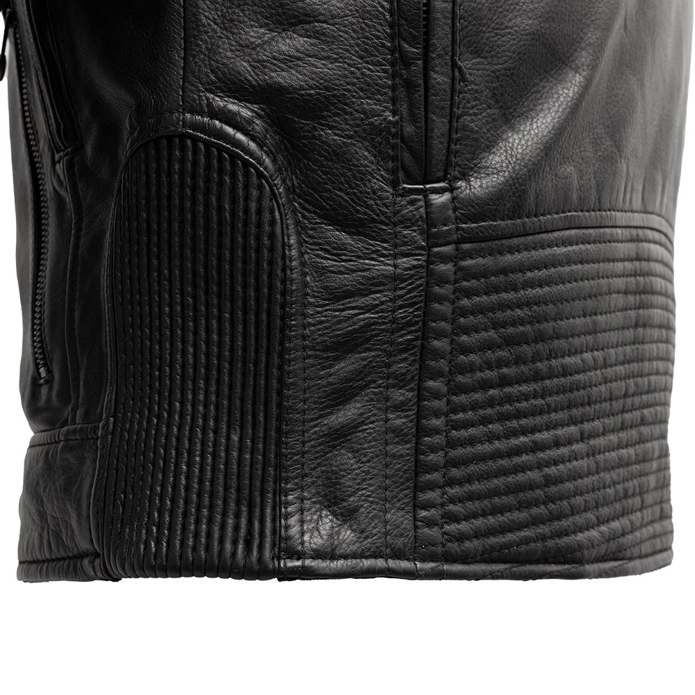 Men’s Leather Motorcycle Jacket with Vents and Thermal Liner - Lux Ryder