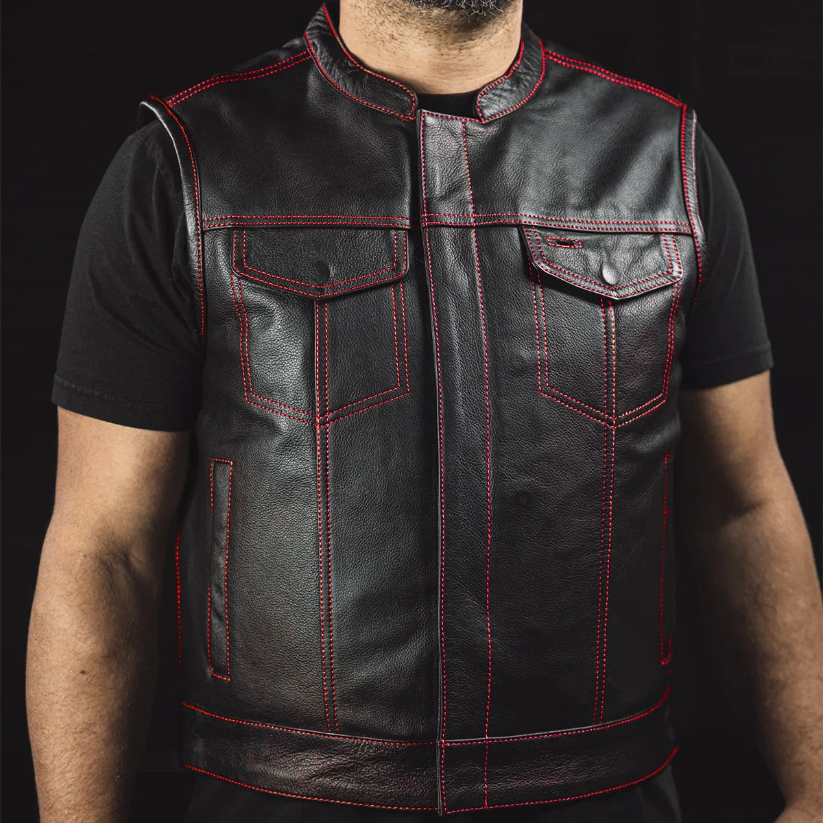 Men’s Leather Motorcycle Club Vest - Lux Ryder