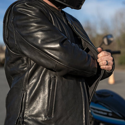 Men’s Leather Motorcycle Jacket with Vents and Thermal Liner - Lux Ryder
