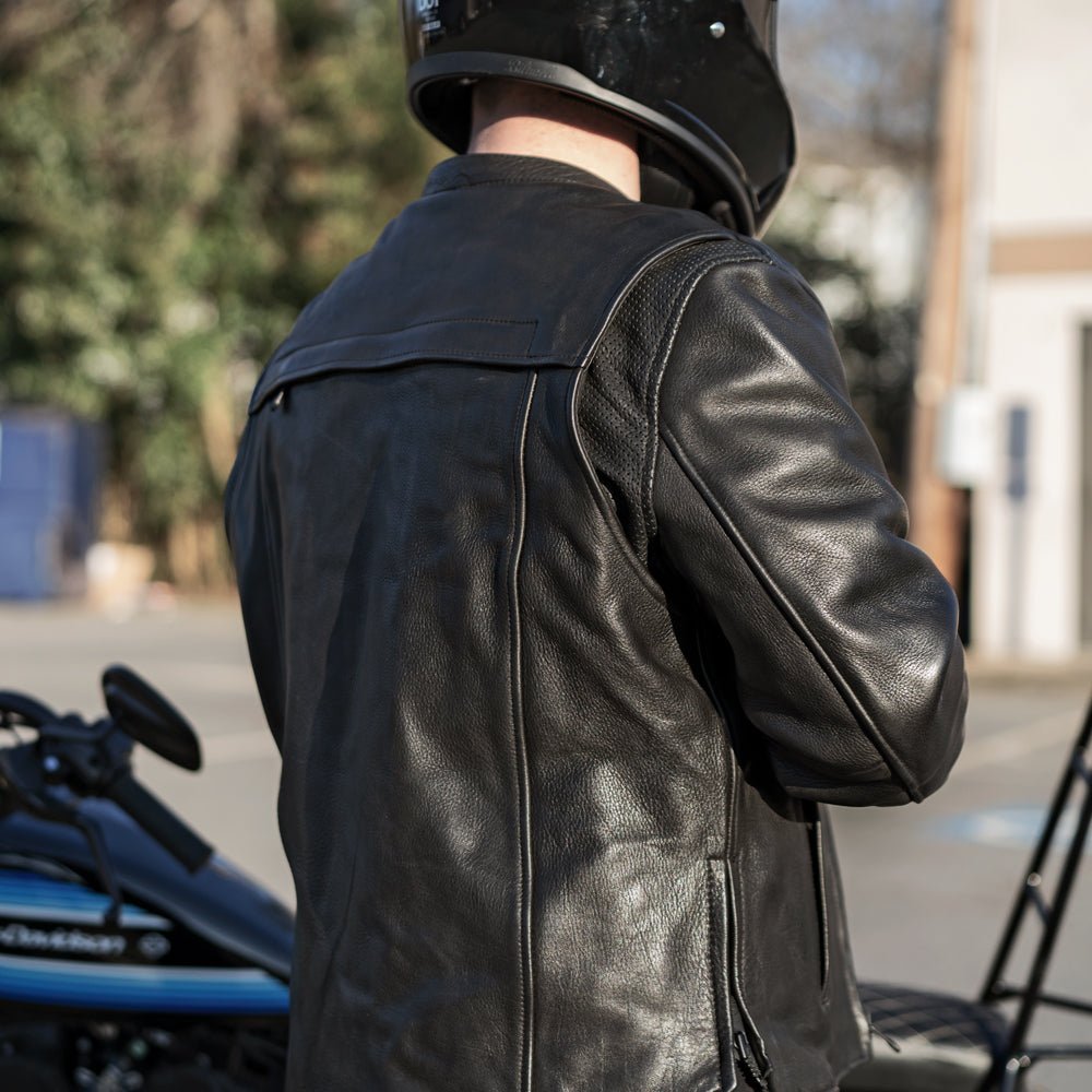 Men’s Leather Motorcycle Jacket with Vents and Thermal Liner - Lux Ryder
