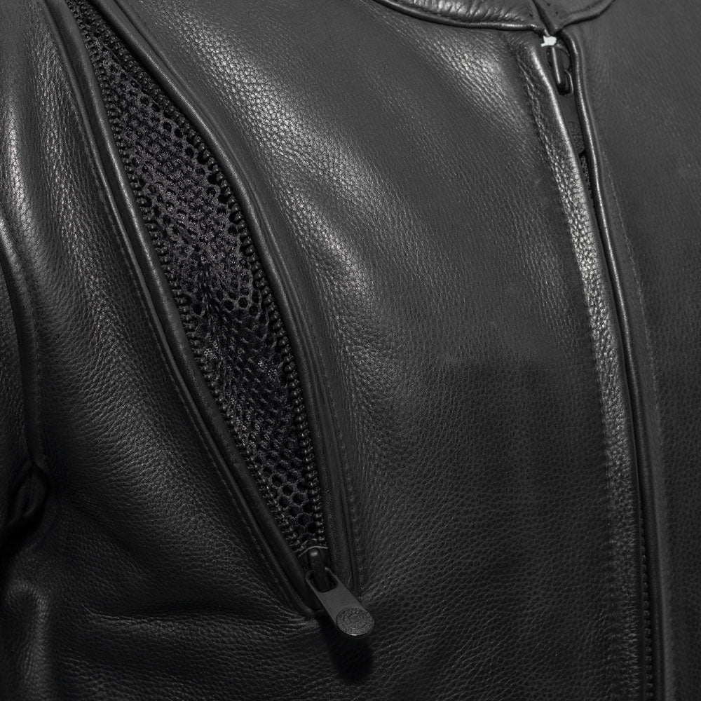 Men’s Leather Motorcycle Jacket with Vents and Thermal Liner - Lux Ryder