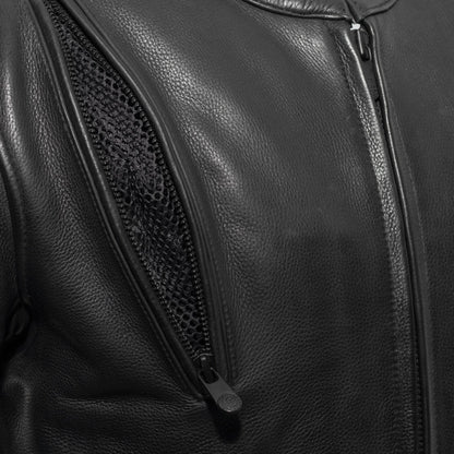 Men’s Leather Motorcycle Jacket with Vents and Thermal Liner - Lux Ryder