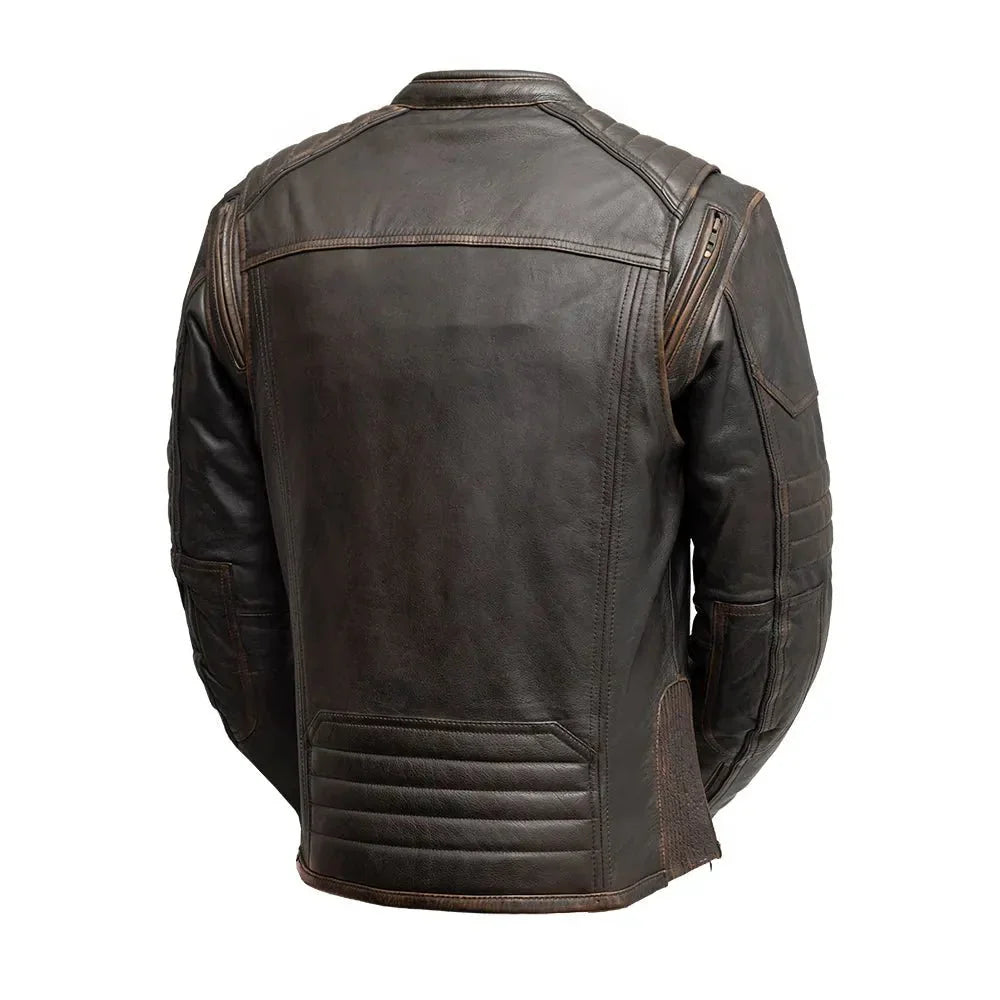 Leather Motorcycle Jacket with Thermal Liner and Classic Racer Fit - Lux Ryder