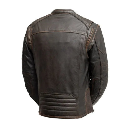 Leather Motorcycle Jacket with Thermal Liner and Classic Racer Fit - Lux Ryder