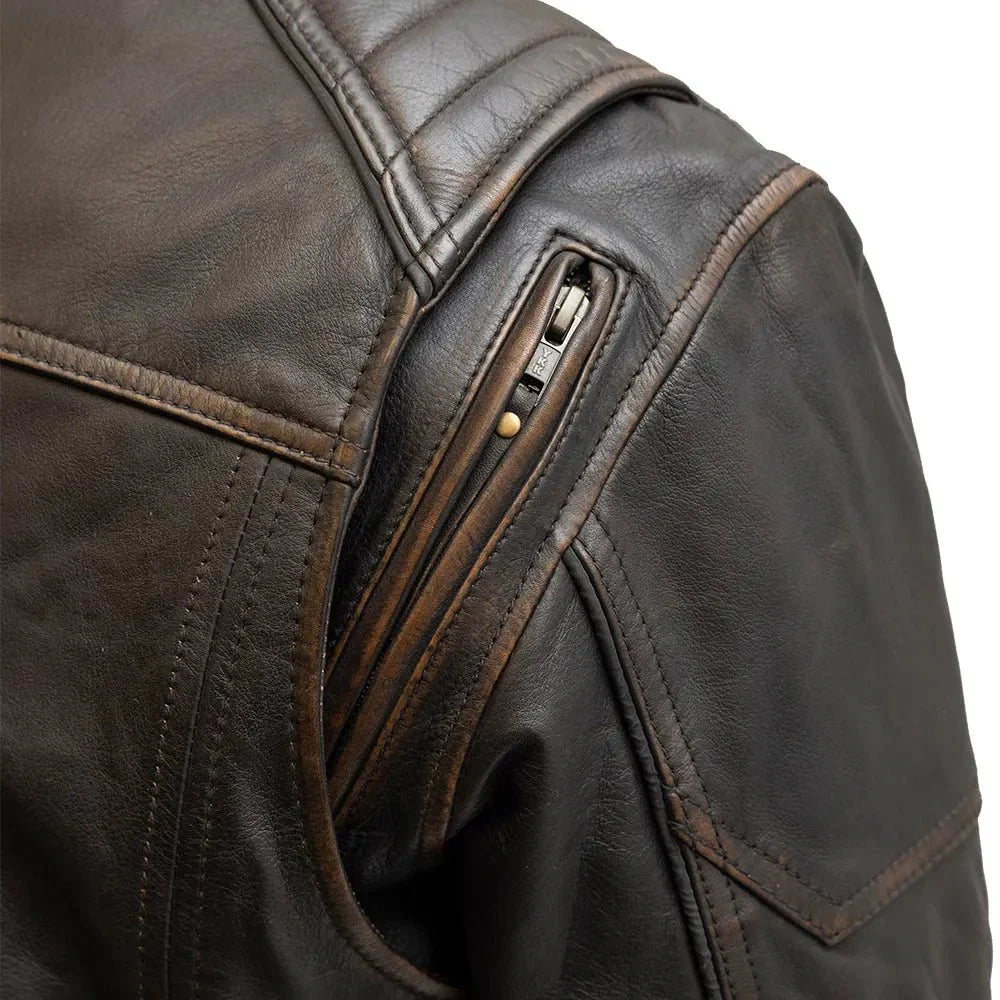 Leather Motorcycle Jacket with Thermal Liner and Classic Racer Fit - Lux Ryder