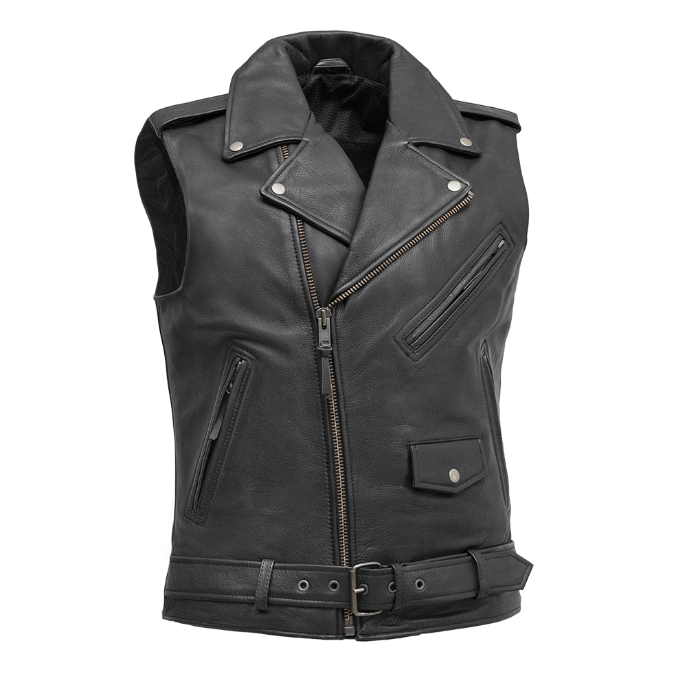 Rockin - Men's Motorcycle Leather Vest - Lux Ryder