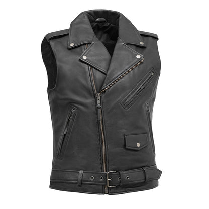 Rockin - Men's Motorcycle Leather Vest - Lux Ryder