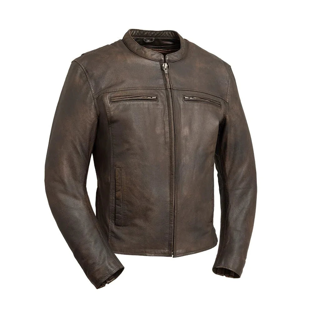 Classic Leather Motorcycle Jacket with Thermal Liner for Riding Comfort - Lux Ryder