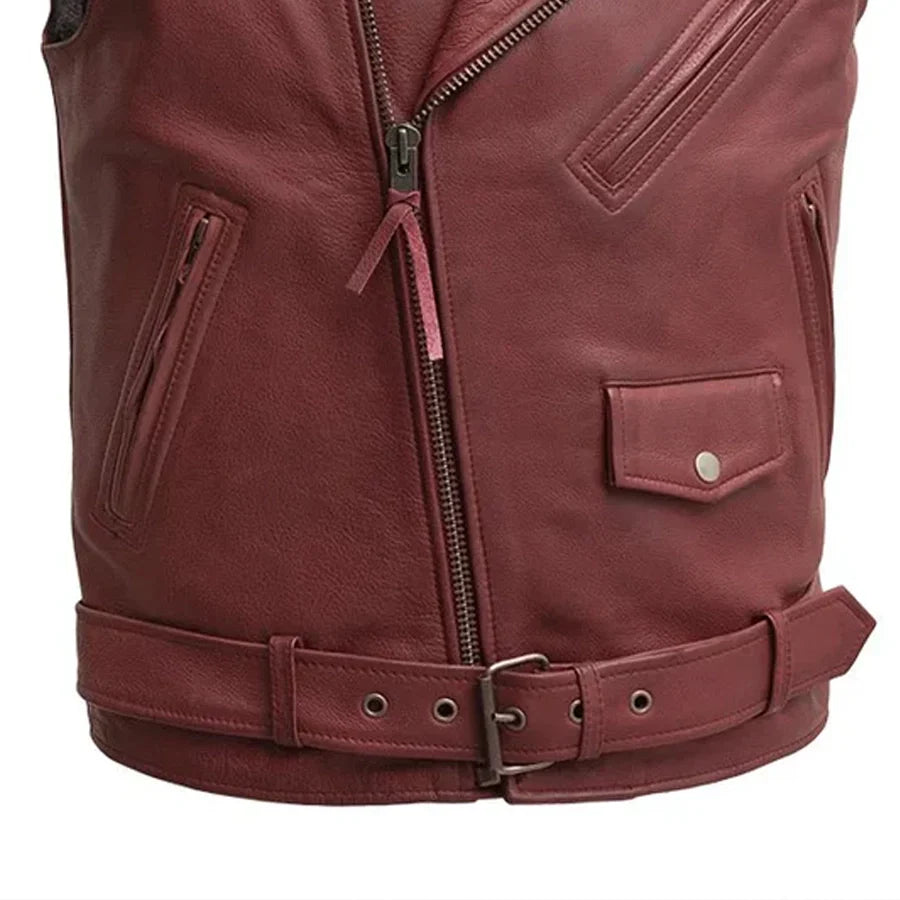 Roller - Men's Motorcycle Leather Vest - Lux Ryder
