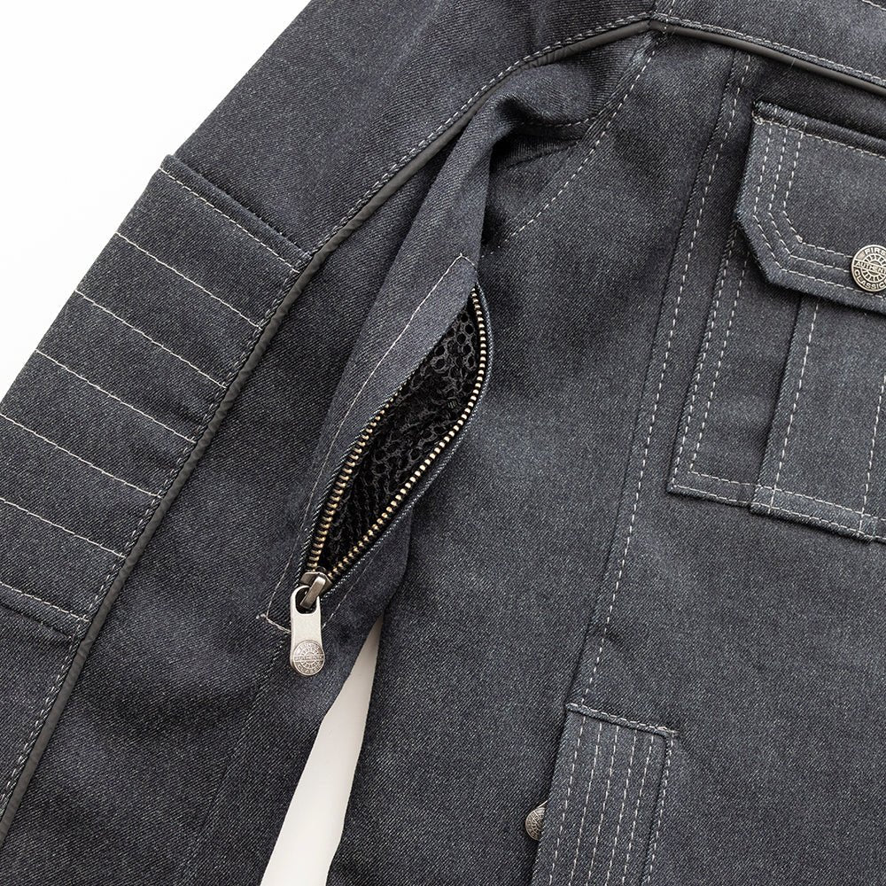 Men’s Denim Motorcycle Jacket with Padded Protection - Lux Ryder
