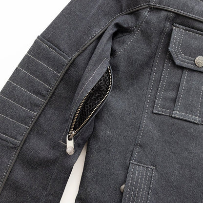 Men’s Denim Motorcycle Jacket with Padded Protection - Lux Ryder