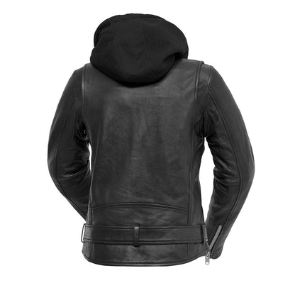 Women’s Leather Motorcycle Jacket with Removable Hooded Layer - Lux Ryder
