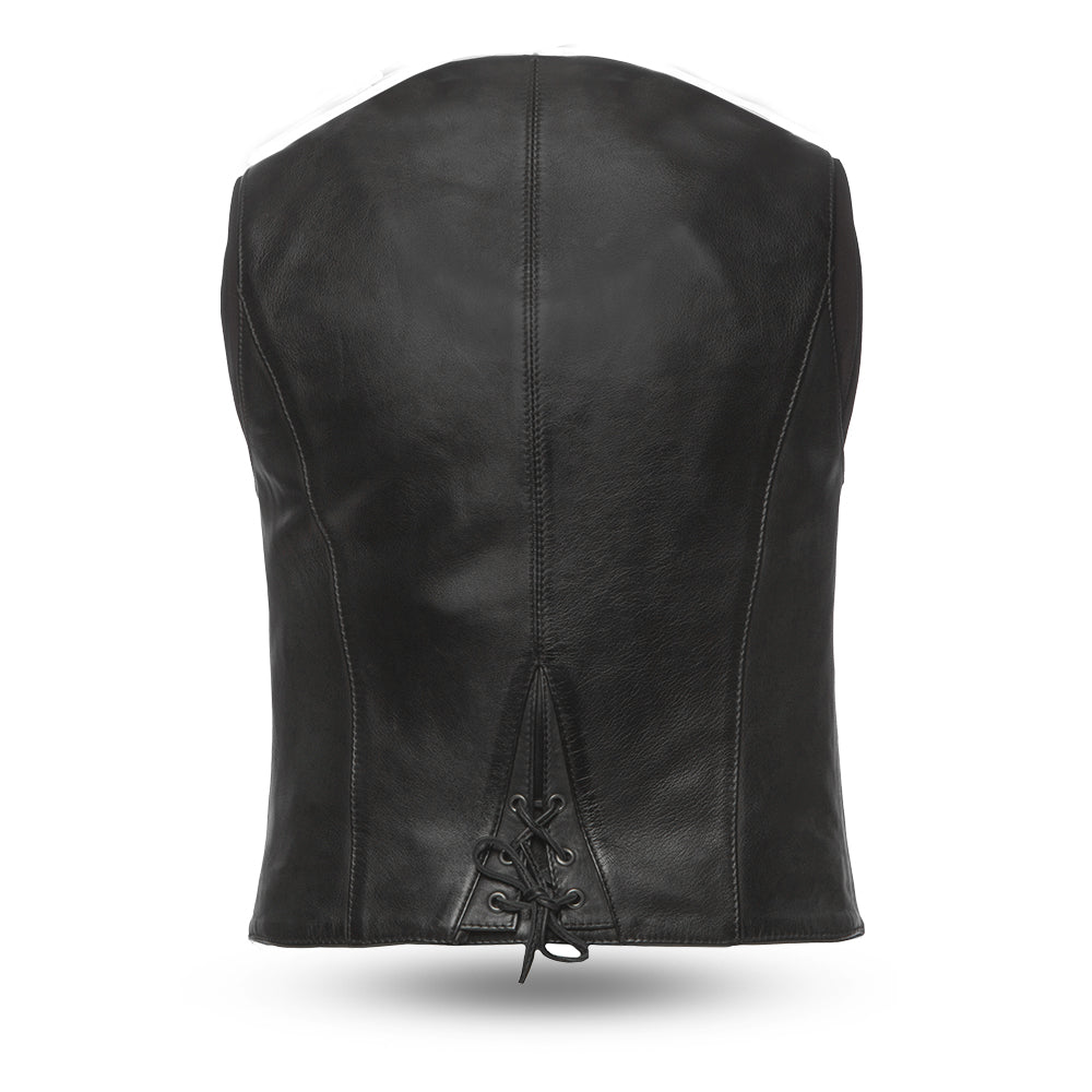 Women’s Western Style Leather Motorcycle Vest - Lux Ryder