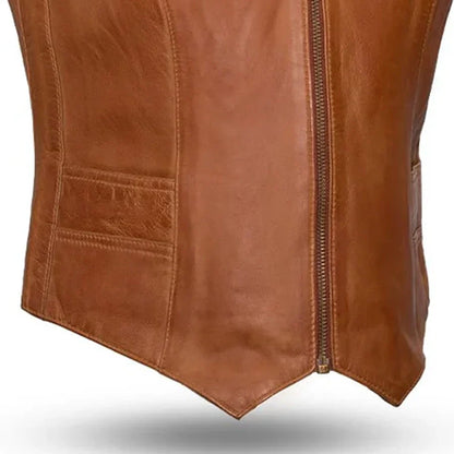 Women’s Western Style Leather Motorcycle Vest - Lux Ryder