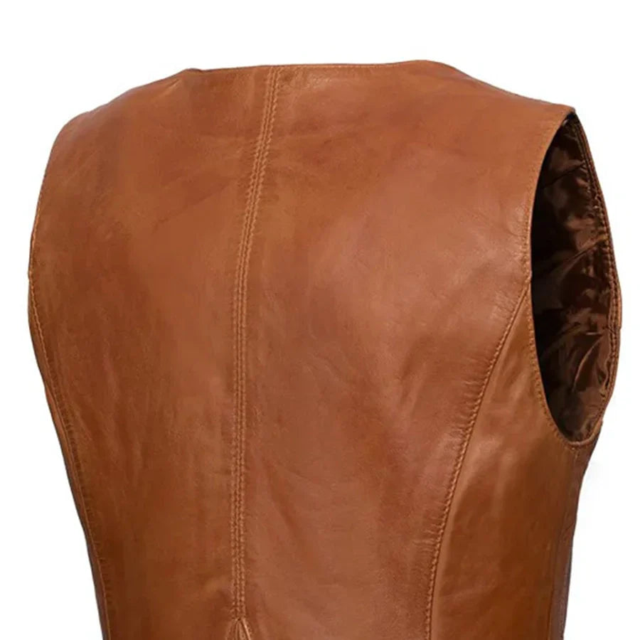 Women’s Western Style Leather Motorcycle Vest - Lux Ryder