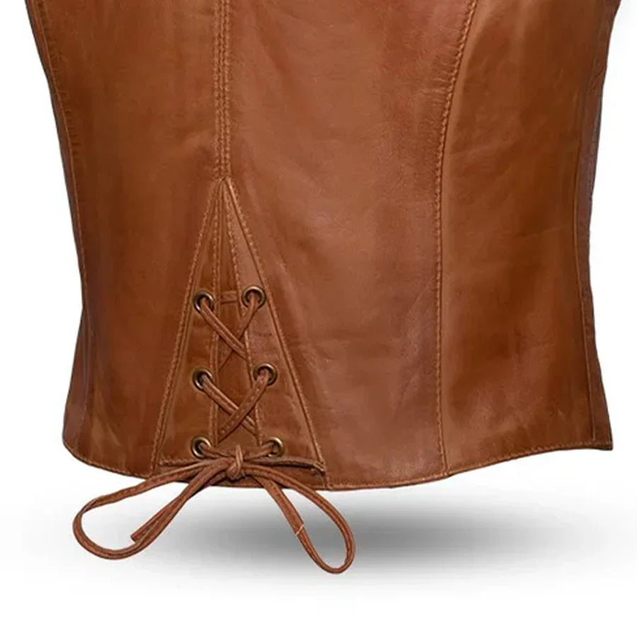Women’s Western Style Leather Motorcycle Vest - Lux Ryder