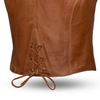 Women’s Western Style Leather Motorcycle Vest - Lux Ryder