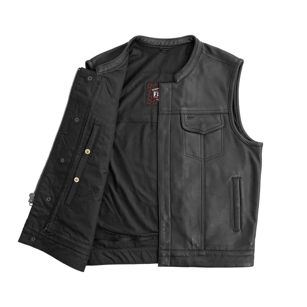 Sharp Shooter Men's Motorcycle Leather Vest - Lux Ryder