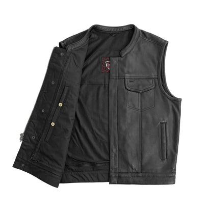 Sharp Shooter Men's Motorcycle Leather Vest - Lux Ryder