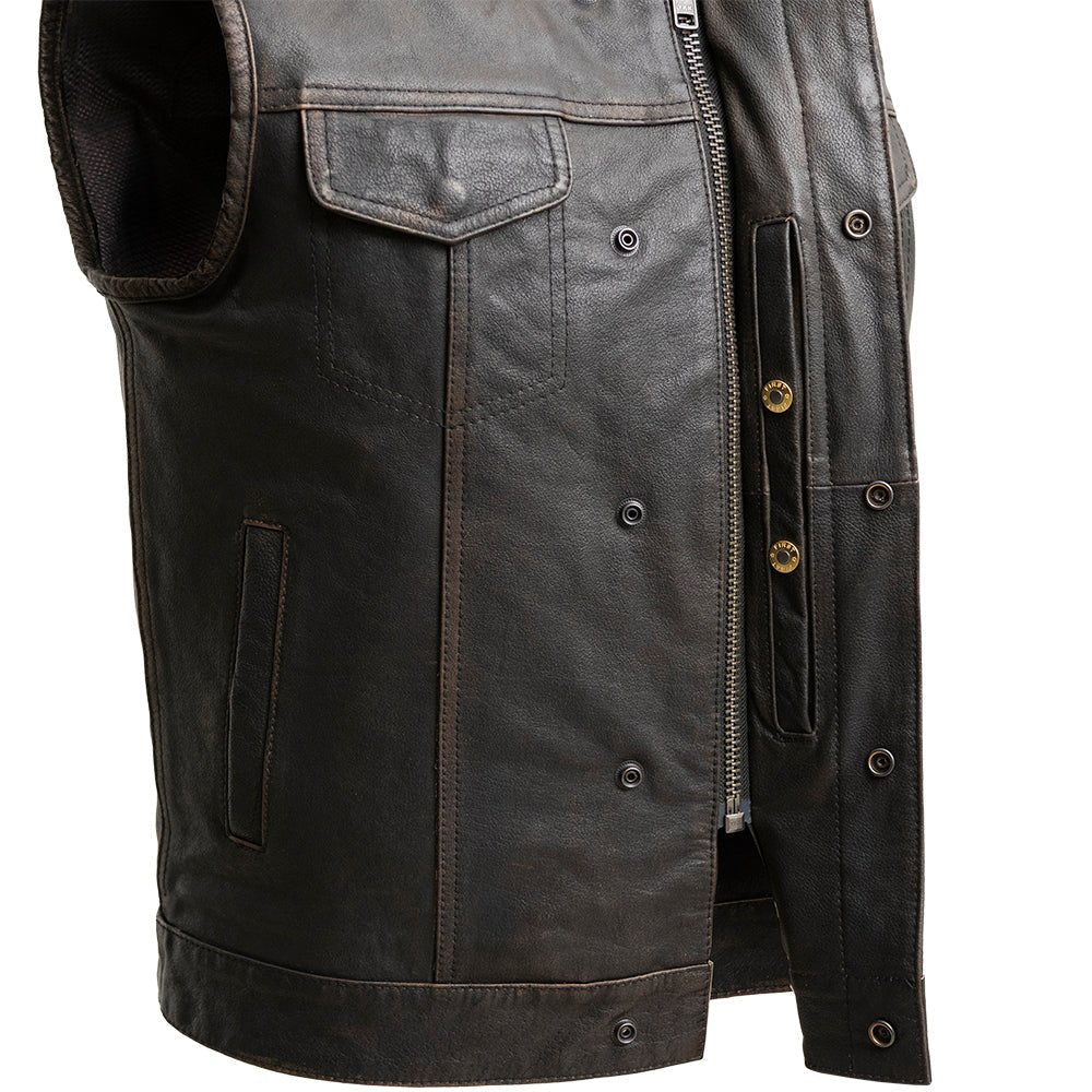 Sharp Shooter Men's Motorcycle Leather Vest - Lux Ryder