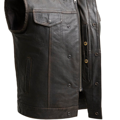 Sharp Shooter Men's Motorcycle Leather Vest - Lux Ryder
