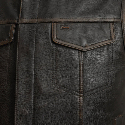 Sharp Shooter Men's Motorcycle Leather Vest - Lux Ryder
