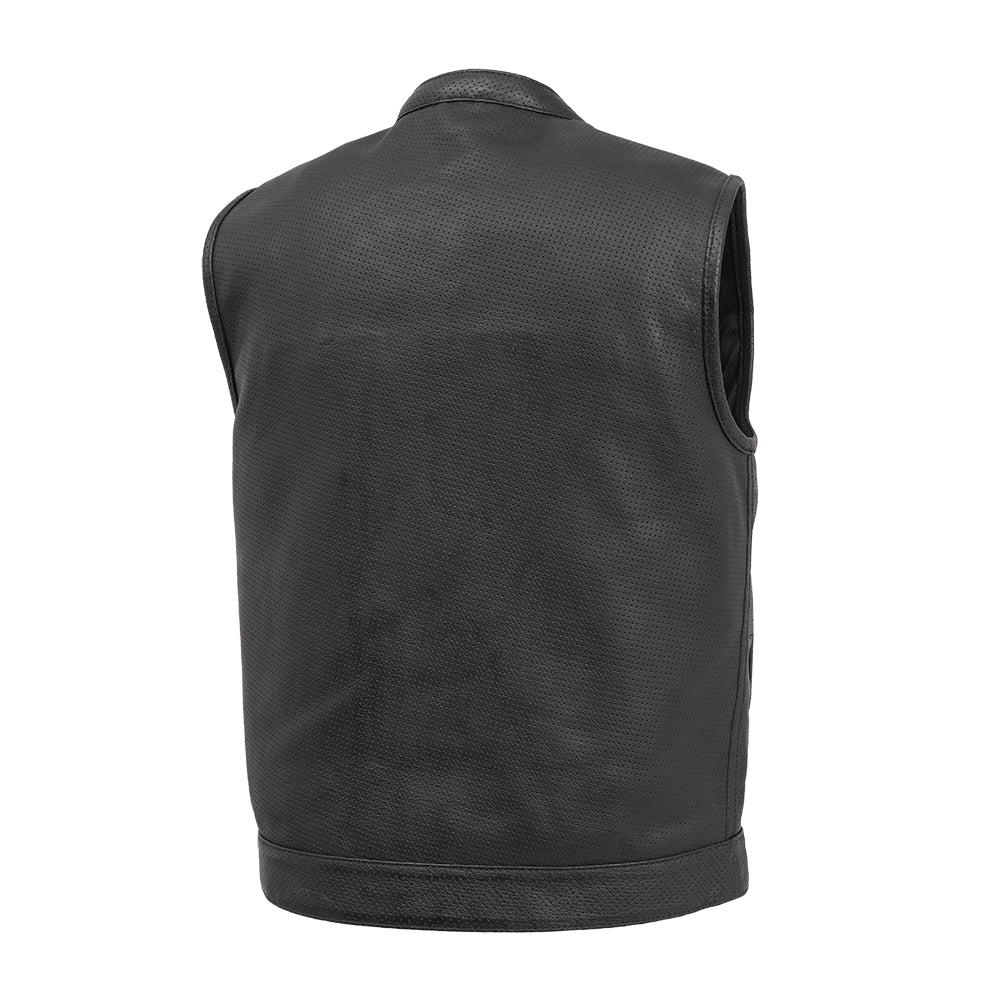 Sharp Shooter Perforated Men's Motorcycle Leather Vest - Lux Ryder