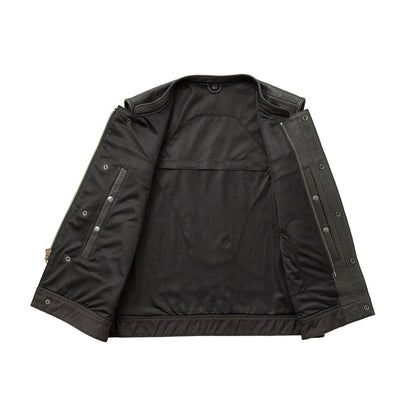 Sharp Shooter Perforated Men's Motorcycle Leather Vest - Lux Ryder