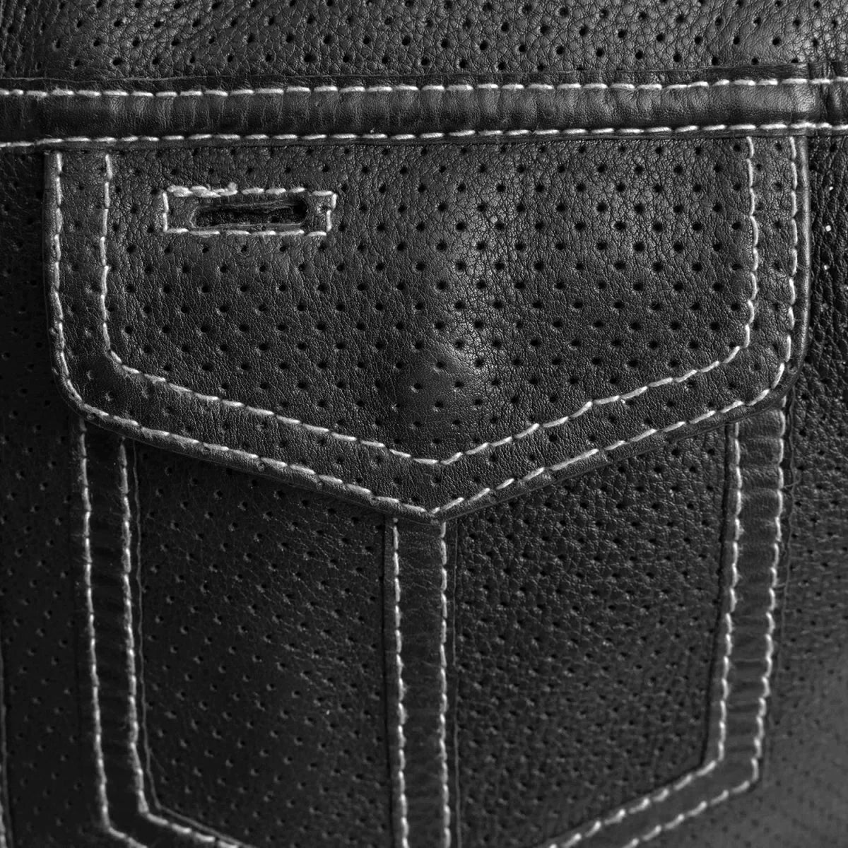 Sharp Shooter Perforated Men's Motorcycle Leather Vest - Lux Ryder