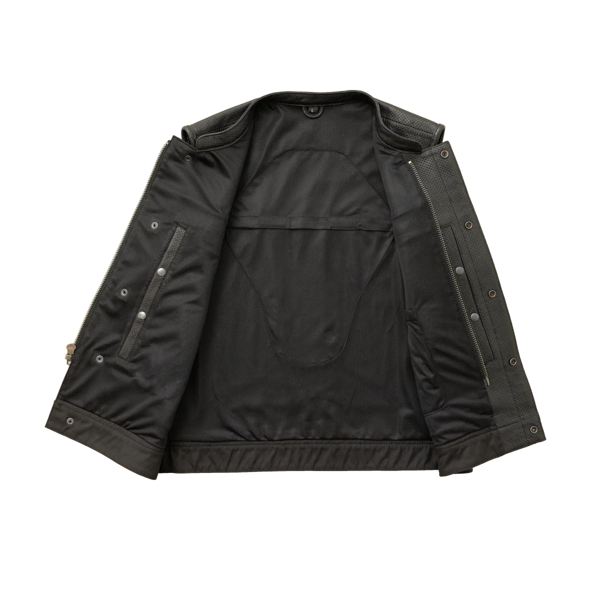 Sharp Shooter Perforated Men's Motorcycle Leather Vest - Lux Ryder