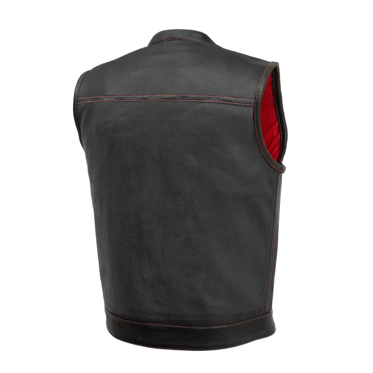 Sharp Shooter Perforated Men's Motorcycle Leather Vest - Lux Ryder