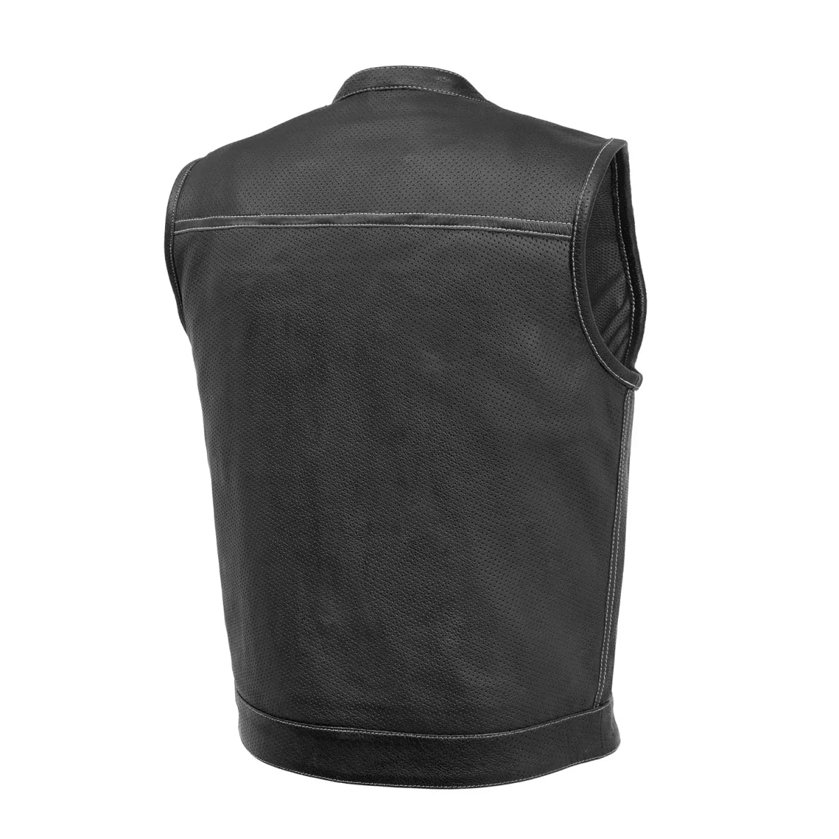 Sharp Shooter Perforated Men's Motorcycle Leather Vest - Lux Ryder