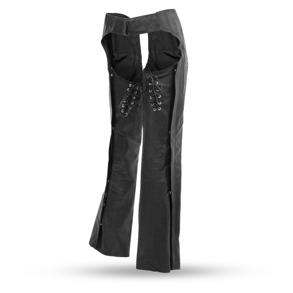Women’s Leather Chaps for Motorcycle Riding – Adjustable, Fully Lined Fit - Lux Ryder