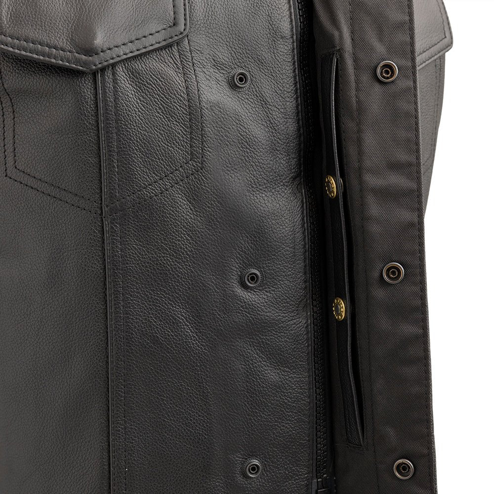 Sniper Men's Motorcycle Leather Vest - Lux Ryder