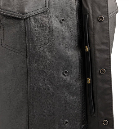 Sniper Men's Motorcycle Leather Vest - Lux Ryder