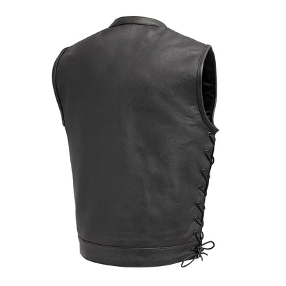 Sniper Men's Motorcycle Leather Vest - Lux Ryder
