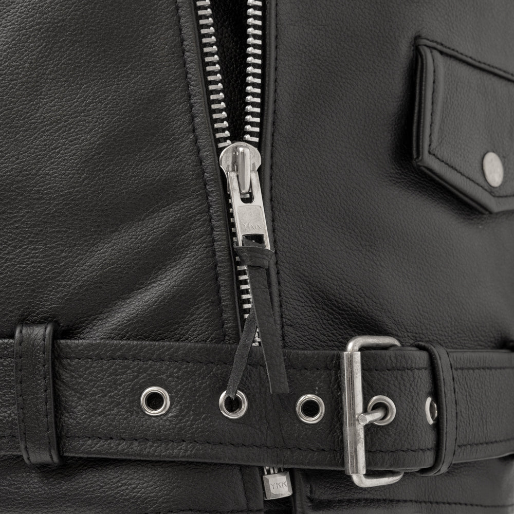 Men’s Classic Motorcycle Leather Jacket with Asymmetrical Zip - Lux Ryder