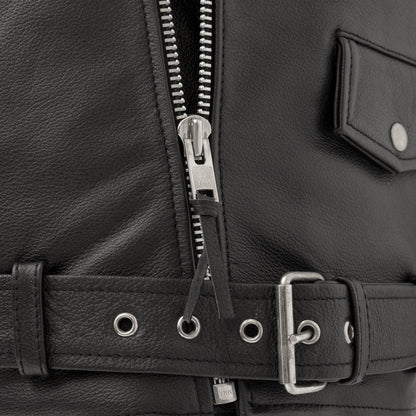 Men’s Classic Motorcycle Leather Jacket with Asymmetrical Zip - Lux Ryder