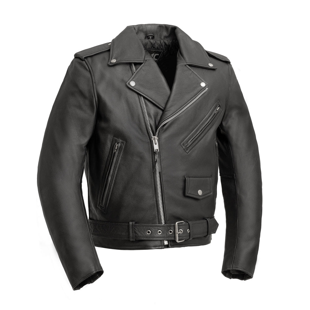 Men’s Classic Motorcycle Leather Jacket with Asymmetrical Zip - Lux Ryder