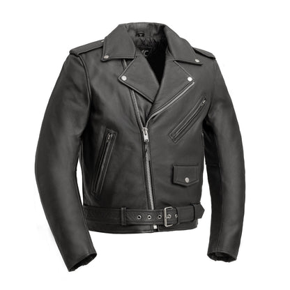 Men’s Classic Motorcycle Leather Jacket with Asymmetrical Zip - Lux Ryder