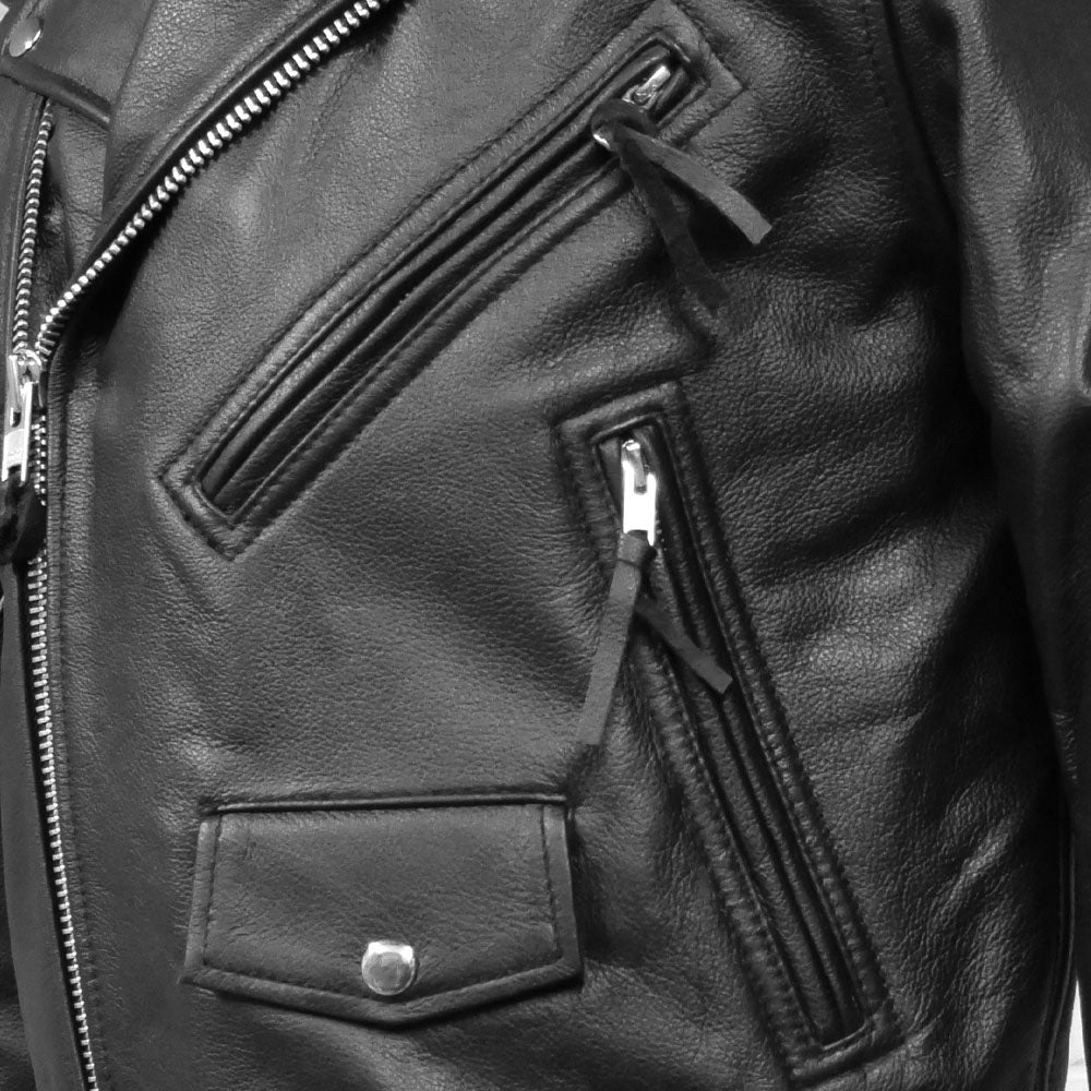 Men’s Classic Motorcycle Leather Jacket with Asymmetrical Zip - Lux Ryder